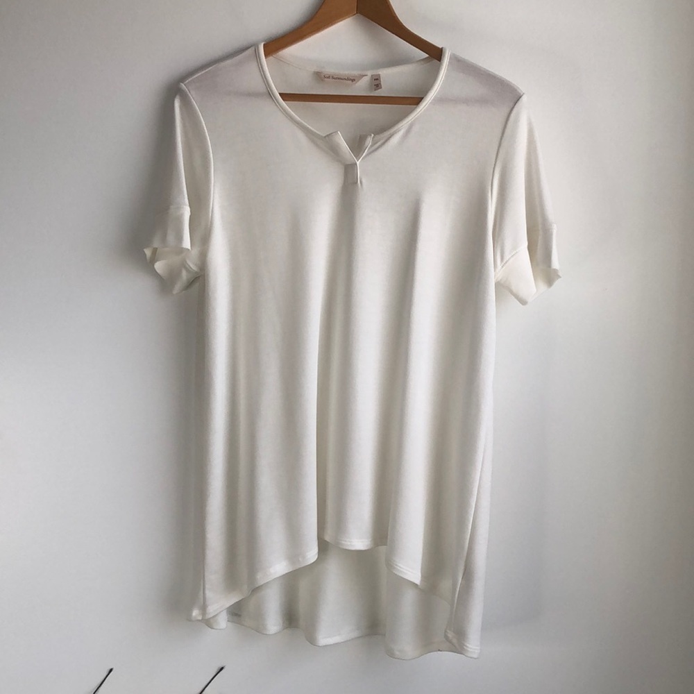 Soft Surroundings ivory hi-Lo knit top